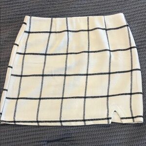 Lulu's White and Black Plaid Mini Skirt
